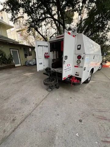 Magnet Plumbing service vehicle on-site for Water Heater Repair in St. Pete Beach